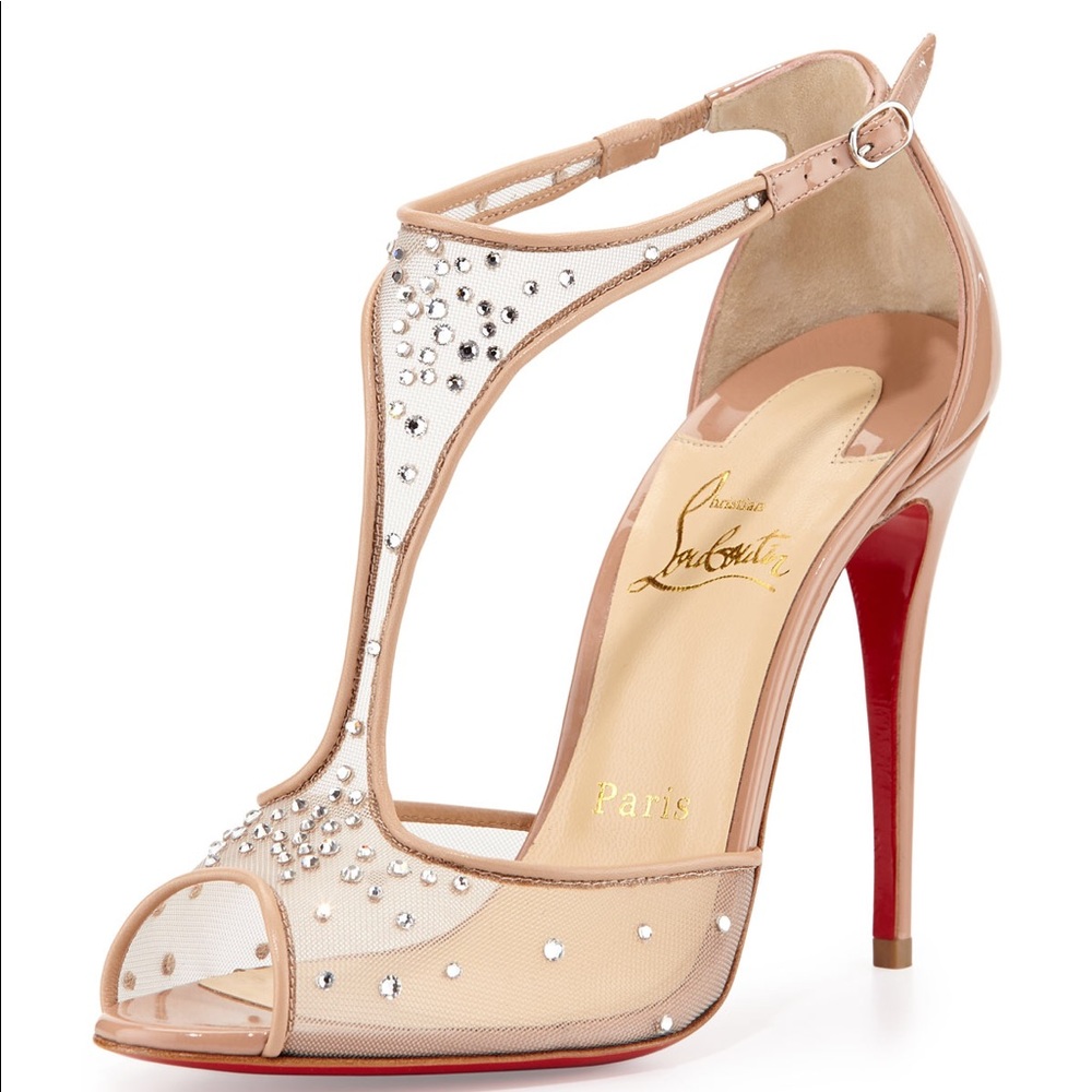 Christian Louboutin Patinana 100 w/silk & crystals